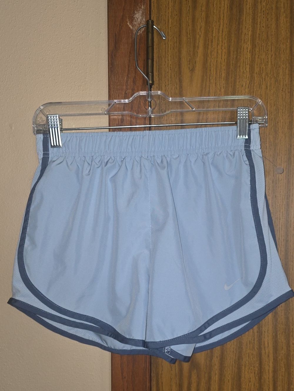 Nike Light Blue Women's Running Shorts with Navy Trim